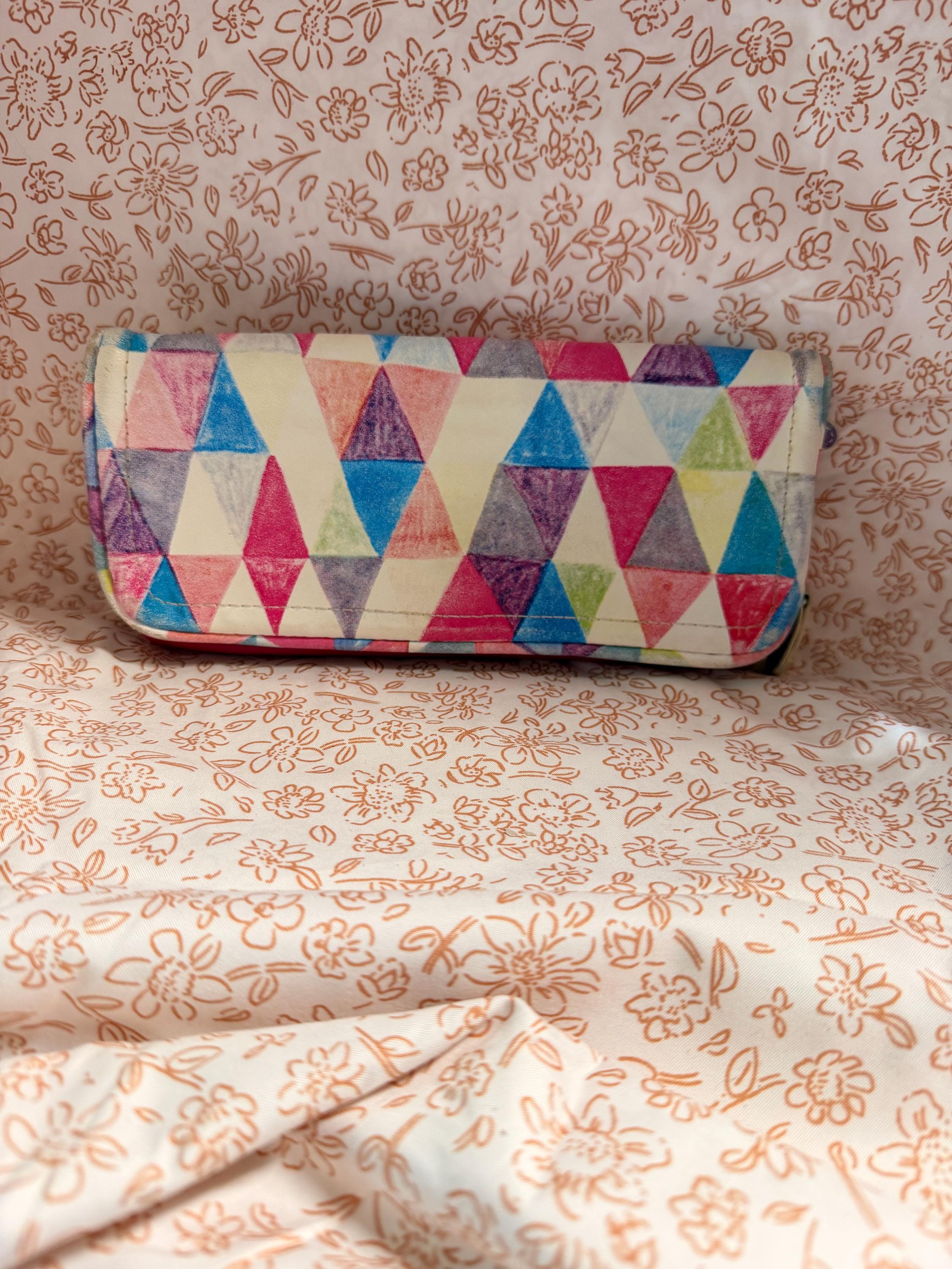 Poketo Geometric Wallet Colorful Triangle Print Organizer Wallet Coin Purse