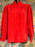 Textile Diversity Red Mandarin Collar Blouse