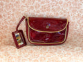 Vintage Elizabeth Arden Burgundy Patent Cosmetic Bag Travel Makeup Case