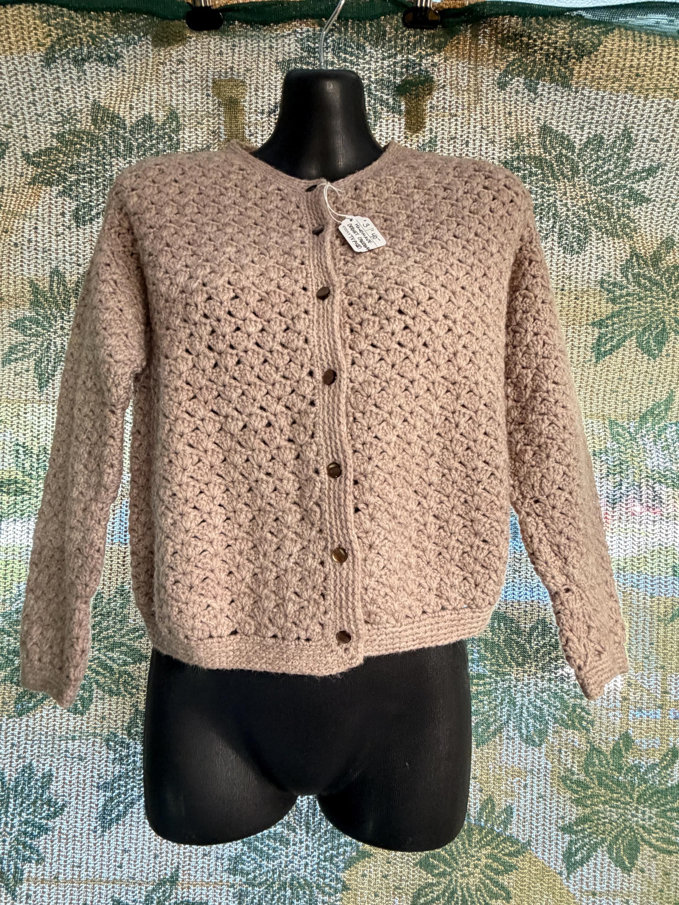 Handmade Crochet Button Front Cardigan Sweater