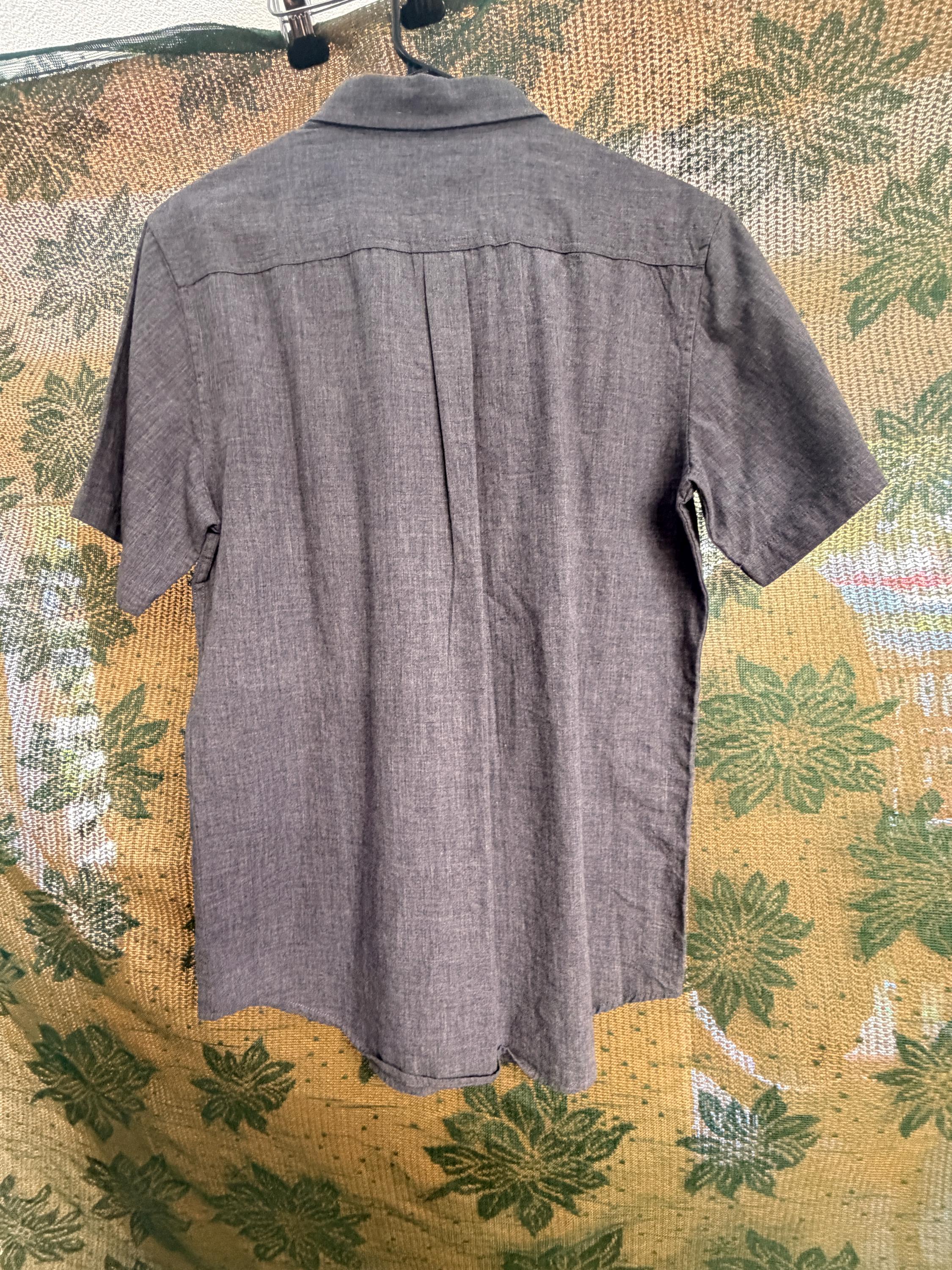 On The Byas Chambray Button Front Shirt Tribal Pocket Detail Men's Medium