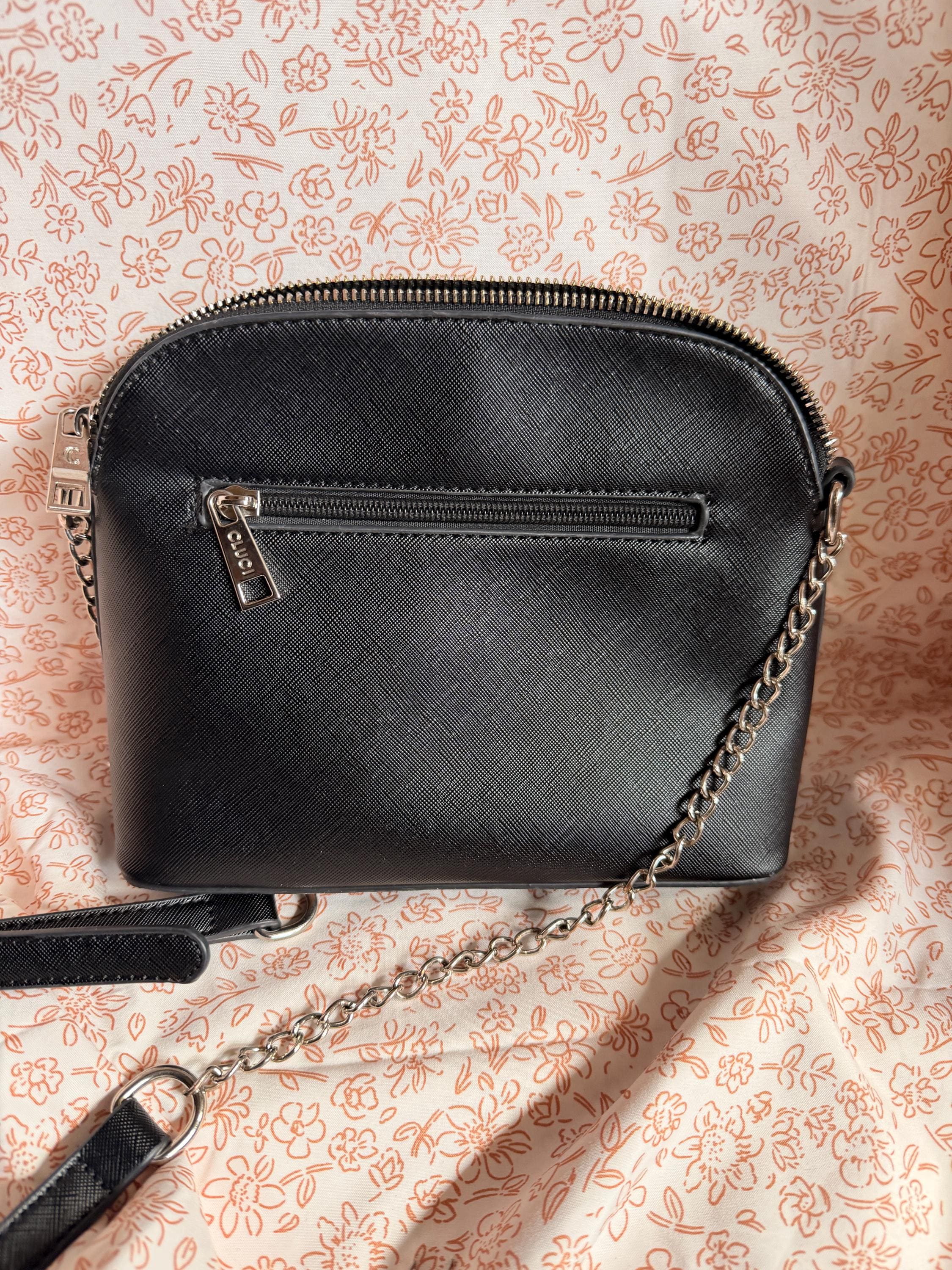 CLUCI Black Crossbody Purse Silver Chain Strap Vegan Leather Handbag