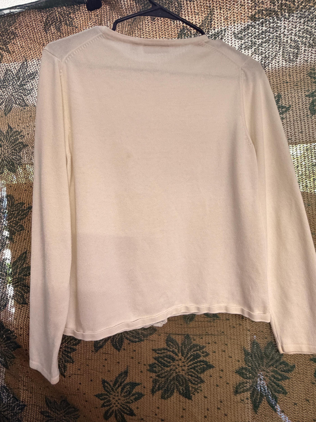 Croft & Barrow White Floral Embroidered Cardigan Sweater Women's Medium