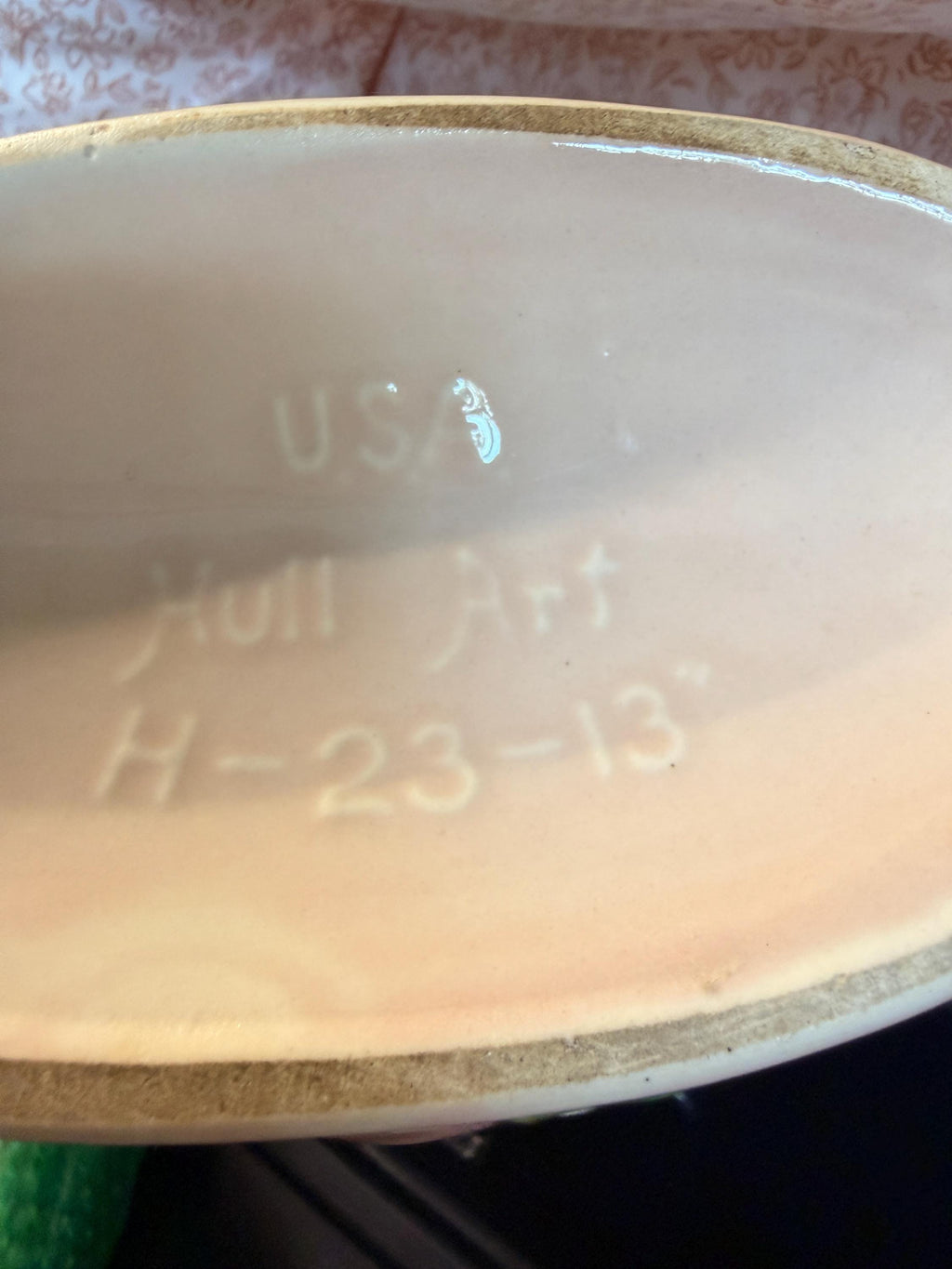 Vintage Hull Magnolia Console Bowl H-23-13 Pink Floral Planter Mid Century Art Pottery Centerpiece