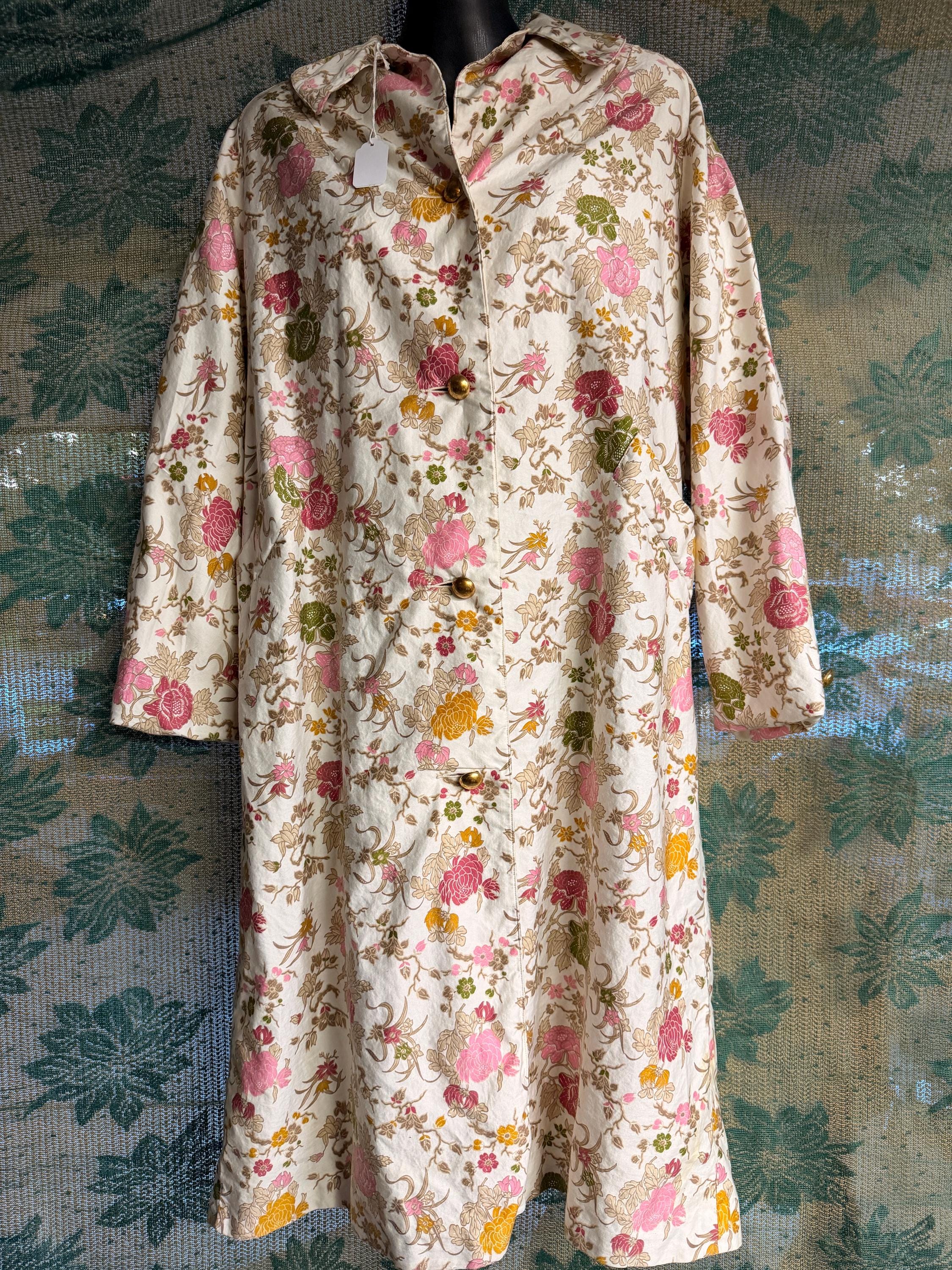 Vintage 1960s Floral Brocade Swing Coat | Lazarus Department Store Hostess Jacket
