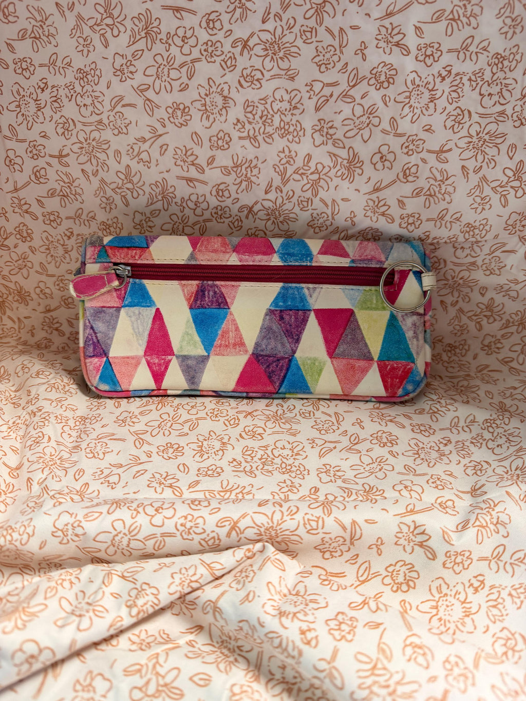 Poketo Geometric Wallet Colorful Triangle Print Organizer Wallet Coin Purse