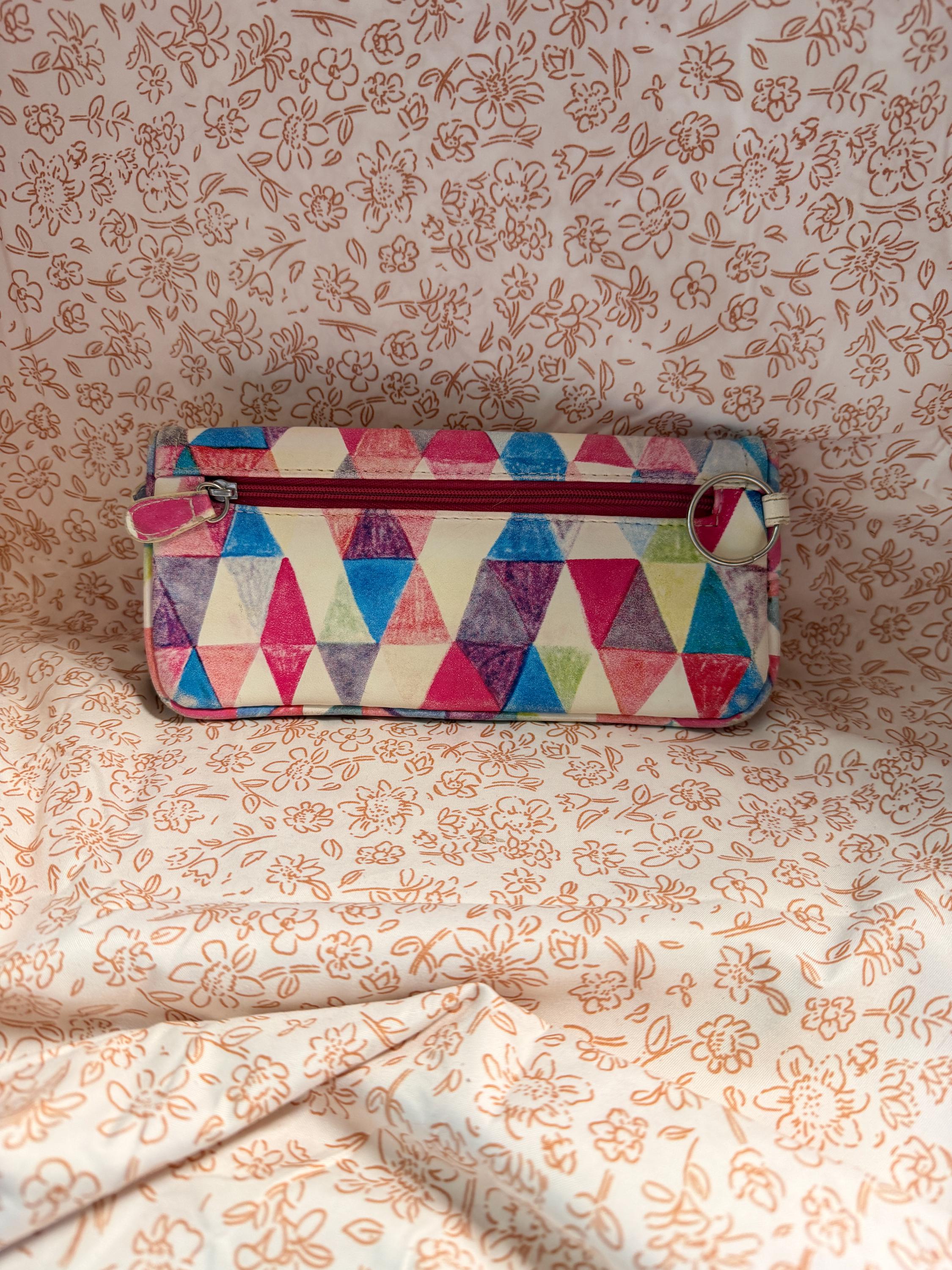 Poketo Geometric Wallet Colorful Triangle Print Organizer Wallet Coin Purse