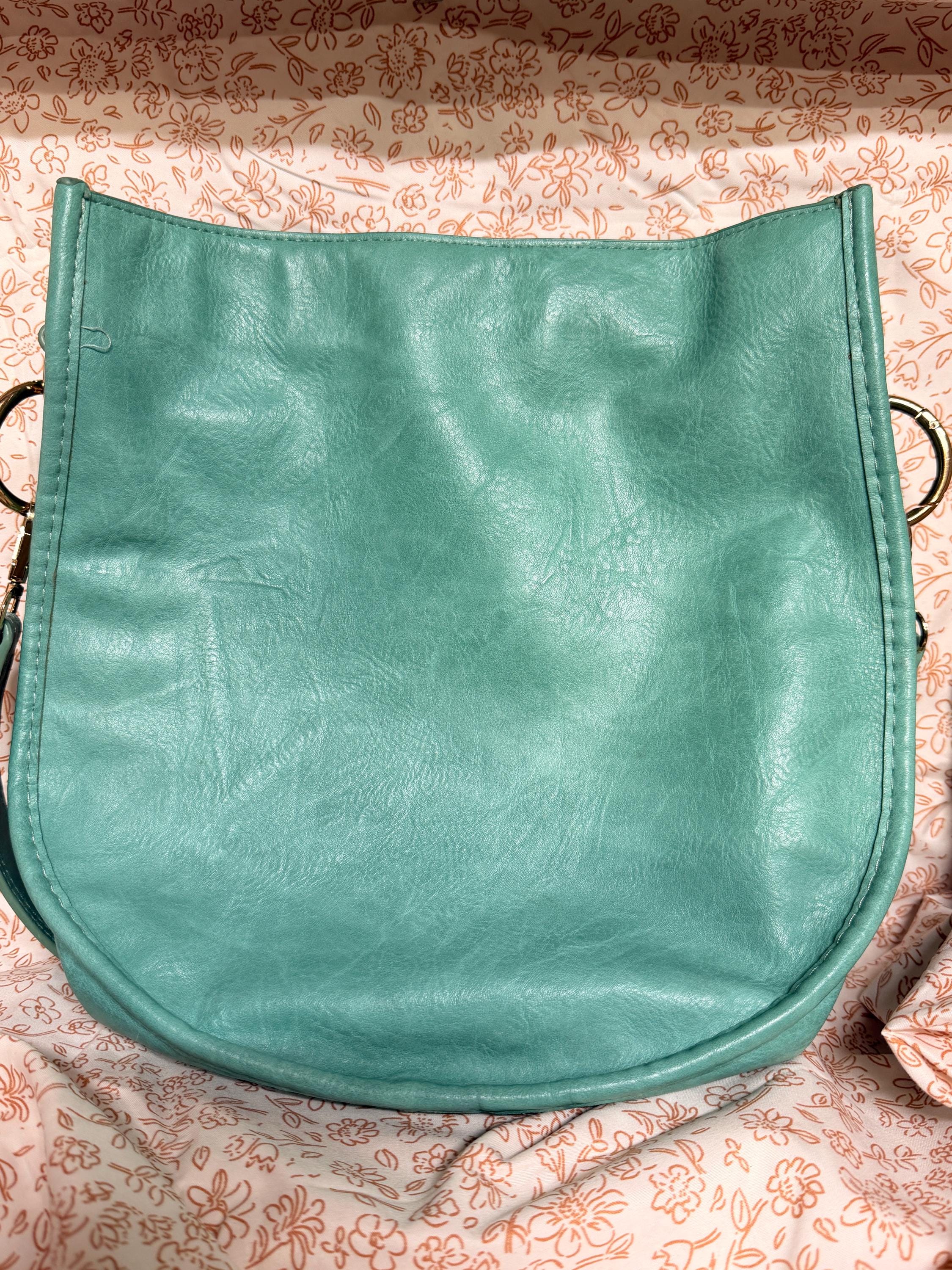 Ah Dorned Aqua Blue Vegan Leather Hobo Bag Minimalist Shoulder Purse Boho Chic Handbag