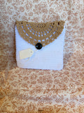 Handmade Crochet Wallet Pouch White Cotton Button Closure