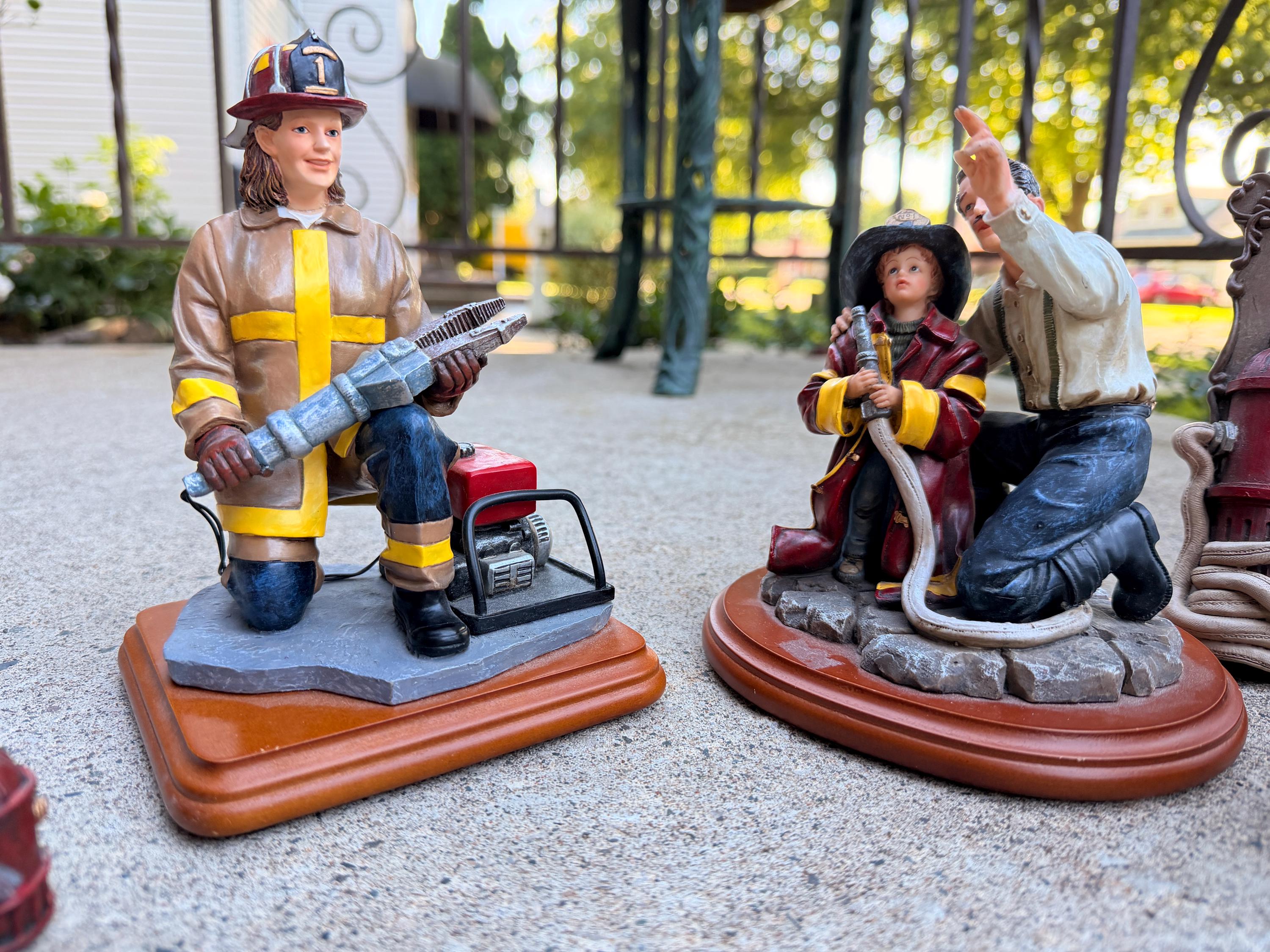 Vintage Firefighter Collectible Lot | Vanmark Red Hats of Courage | Yesterday’s Child Figurines | Fireman Decor Collection | 1990s