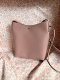 Samara Blush Pink Minimalist Bucket Crossbody Bag Faux Leather Purse