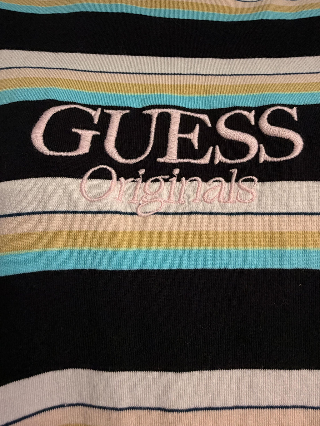 Guess Originals Striped Logo T-Shirt Size Medium