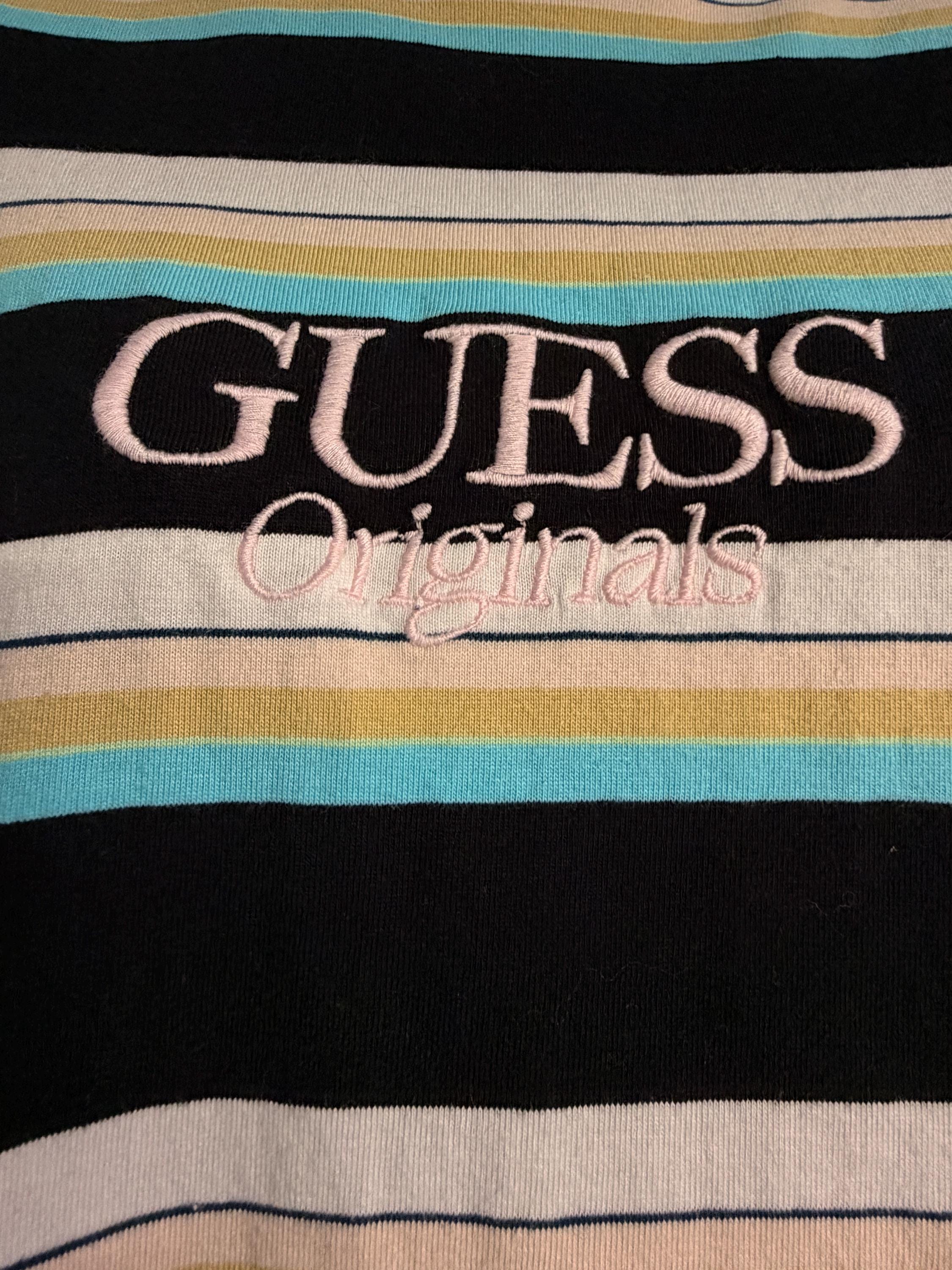 Guess Originals Striped Logo T-Shirt Size Medium