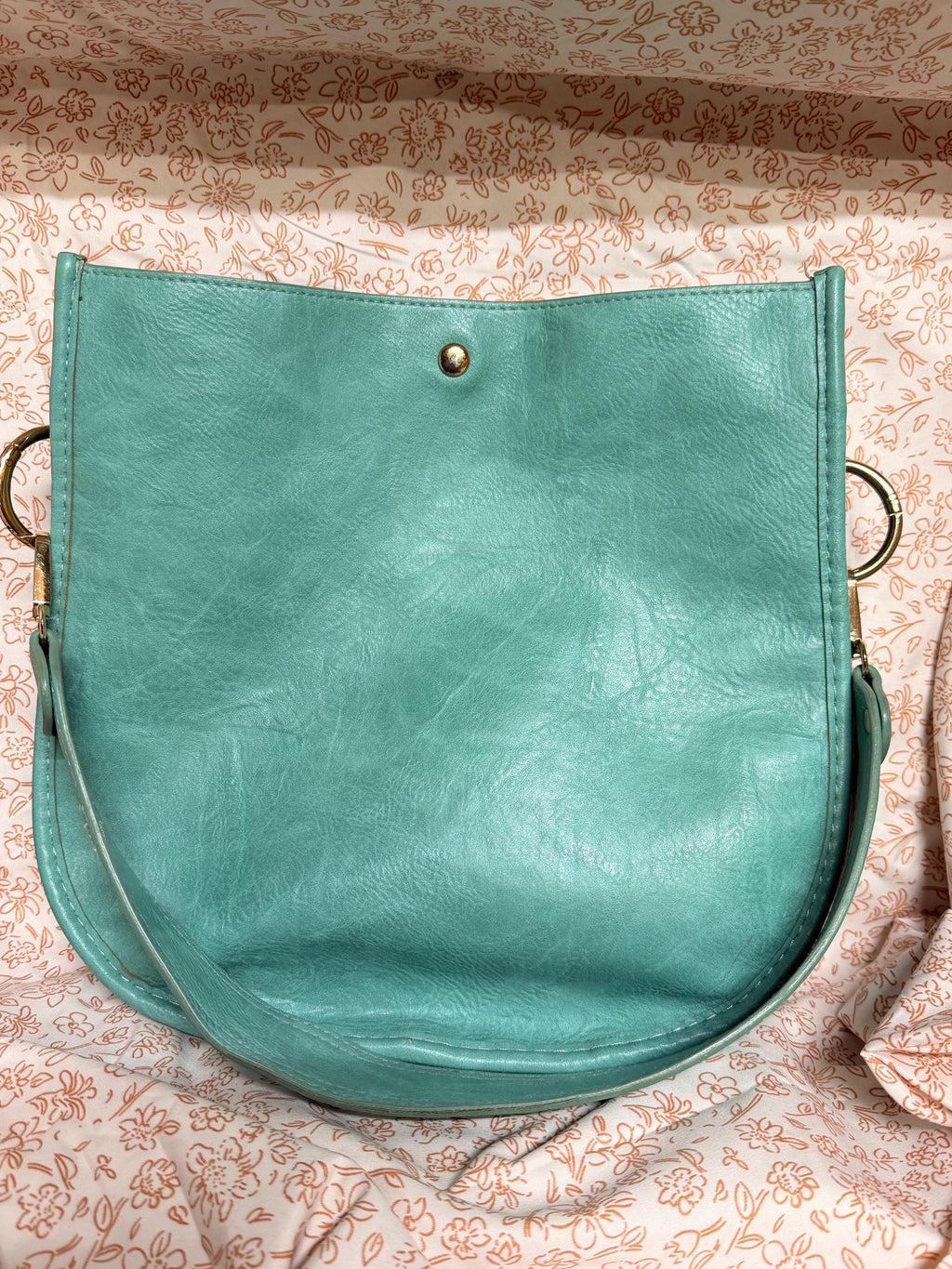 Ah Dorned Aqua Blue Vegan Leather Hobo Bag Minimalist Shoulder Purse Boho Chic Handbag
