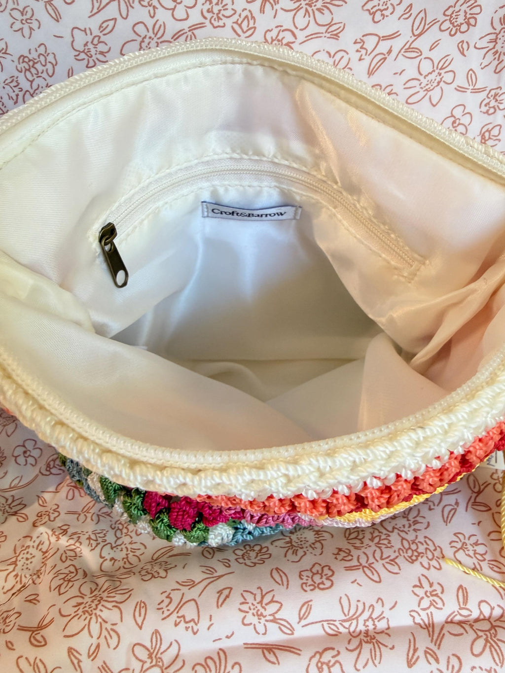 Croft & Barrow Crochet Crossbody Purse | Colorful Boho Shoulder Bag | Artisan Fiber Handbag