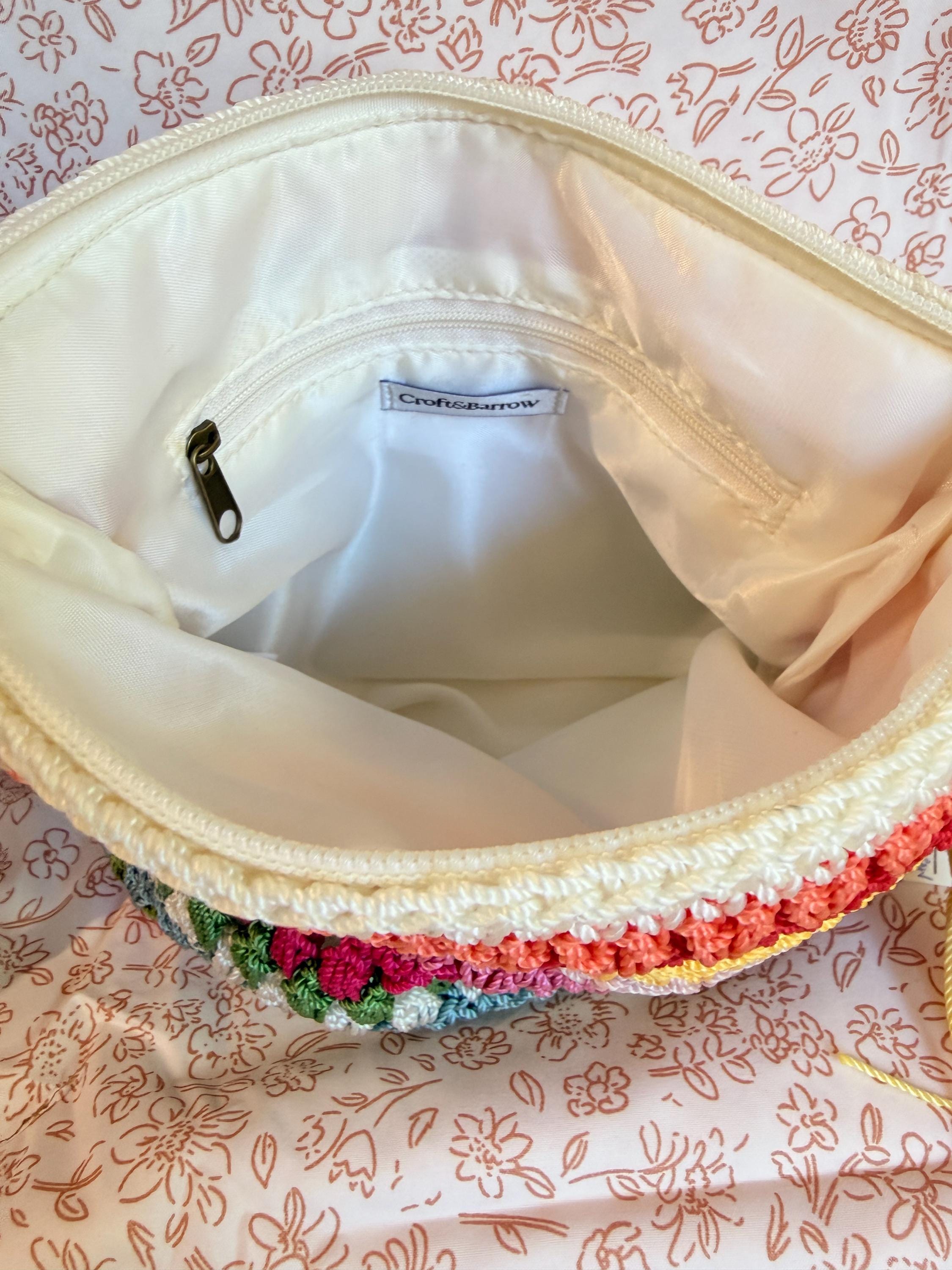 Croft & Barrow Crochet Crossbody Purse | Colorful Boho Shoulder Bag | Artisan Fiber Handbag