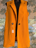 Wearever Mustard Yellow Longline Sleeveless Blazer Vest