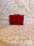 Vintage Red Eel Skin Wallet Kiss Lock Coin Purse Genuine Eelskin