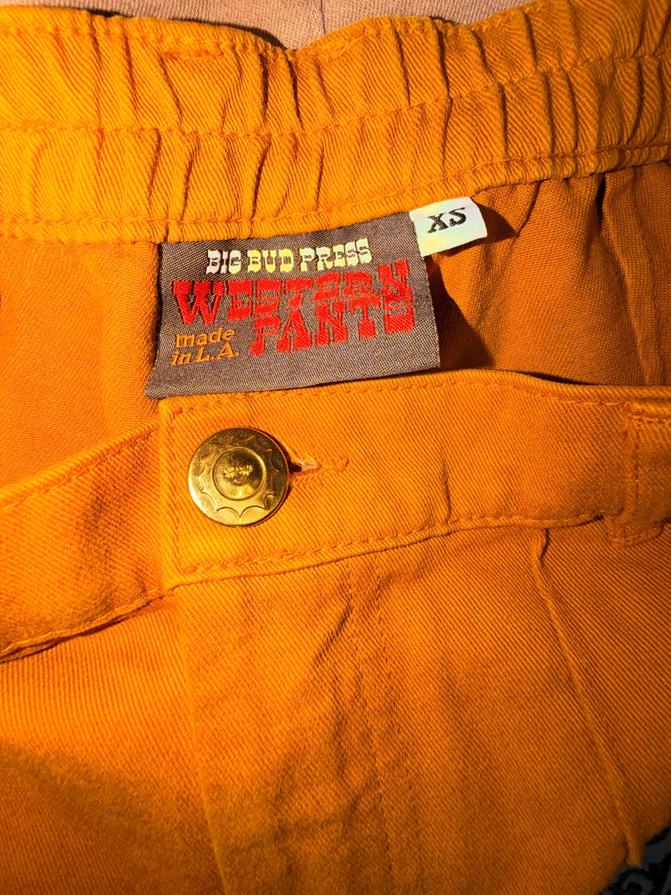 Big Bud Press Western Pants XS Mustard Gold Wide Leg Made in USA