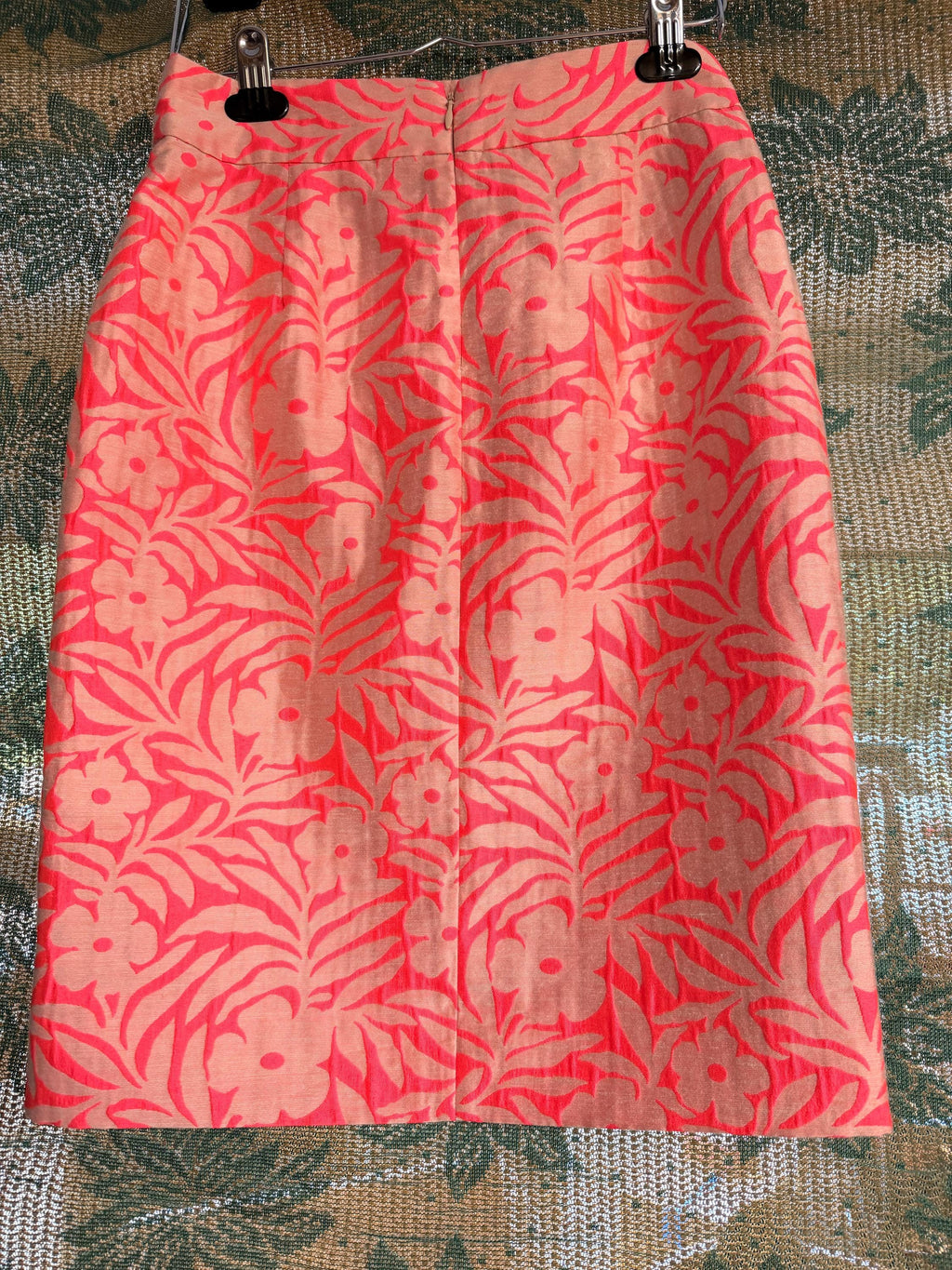 J.Crew Pink Floral Pencil Skirt Size 2 Bright Tropical Print Skirt
