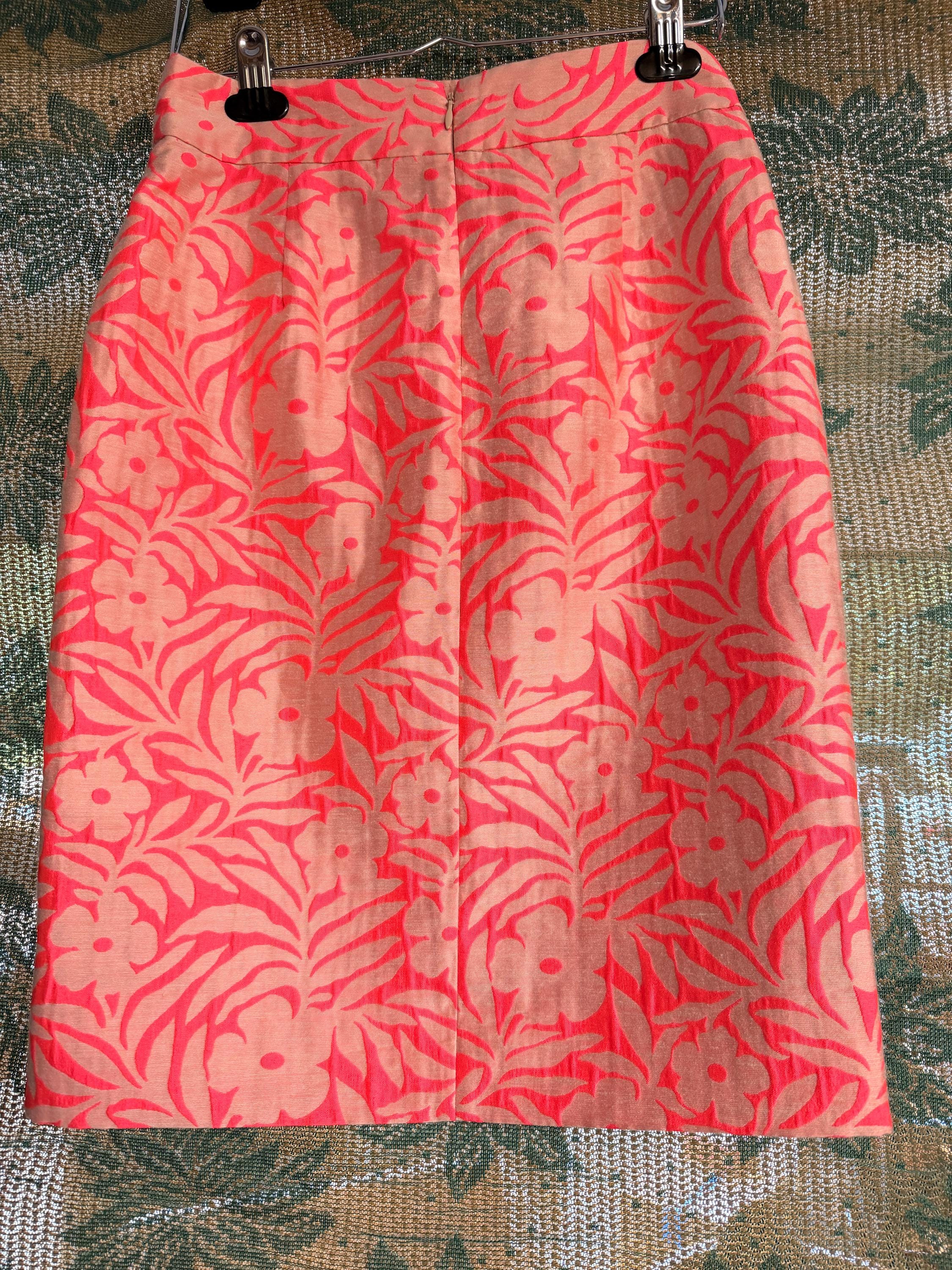 J.Crew Pink Floral Pencil Skirt Size 2 Bright Tropical Print Skirt