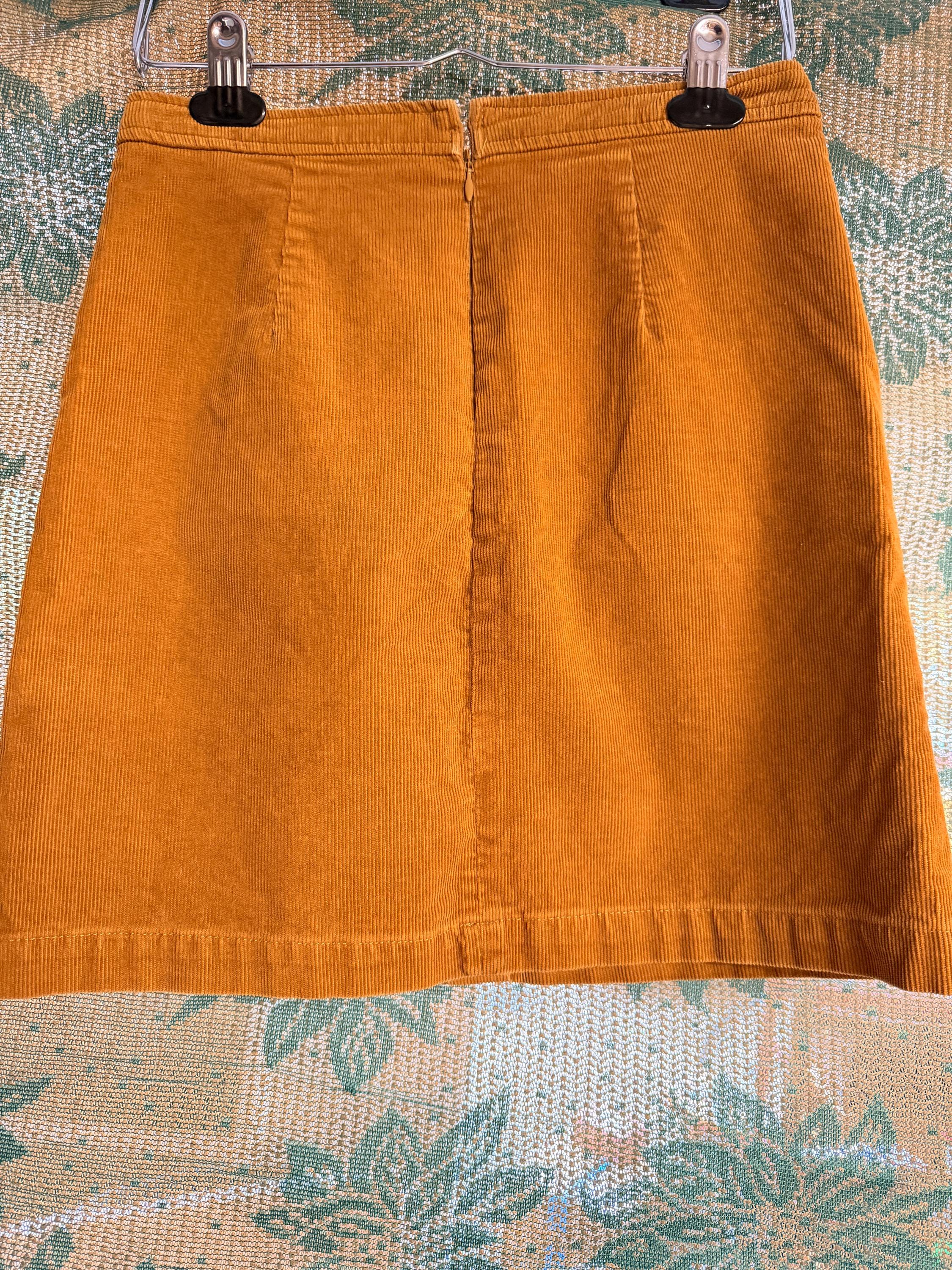 J.Crew Mustard Corduroy Mini Skirt Size 00 Button Front Fall Skirt NWT