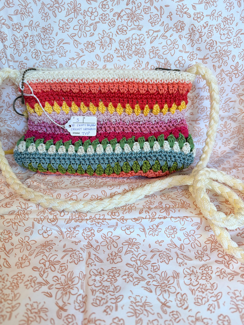 Croft & Barrow Crochet Crossbody Purse | Colorful Boho Shoulder Bag | Artisan Fiber Handbag