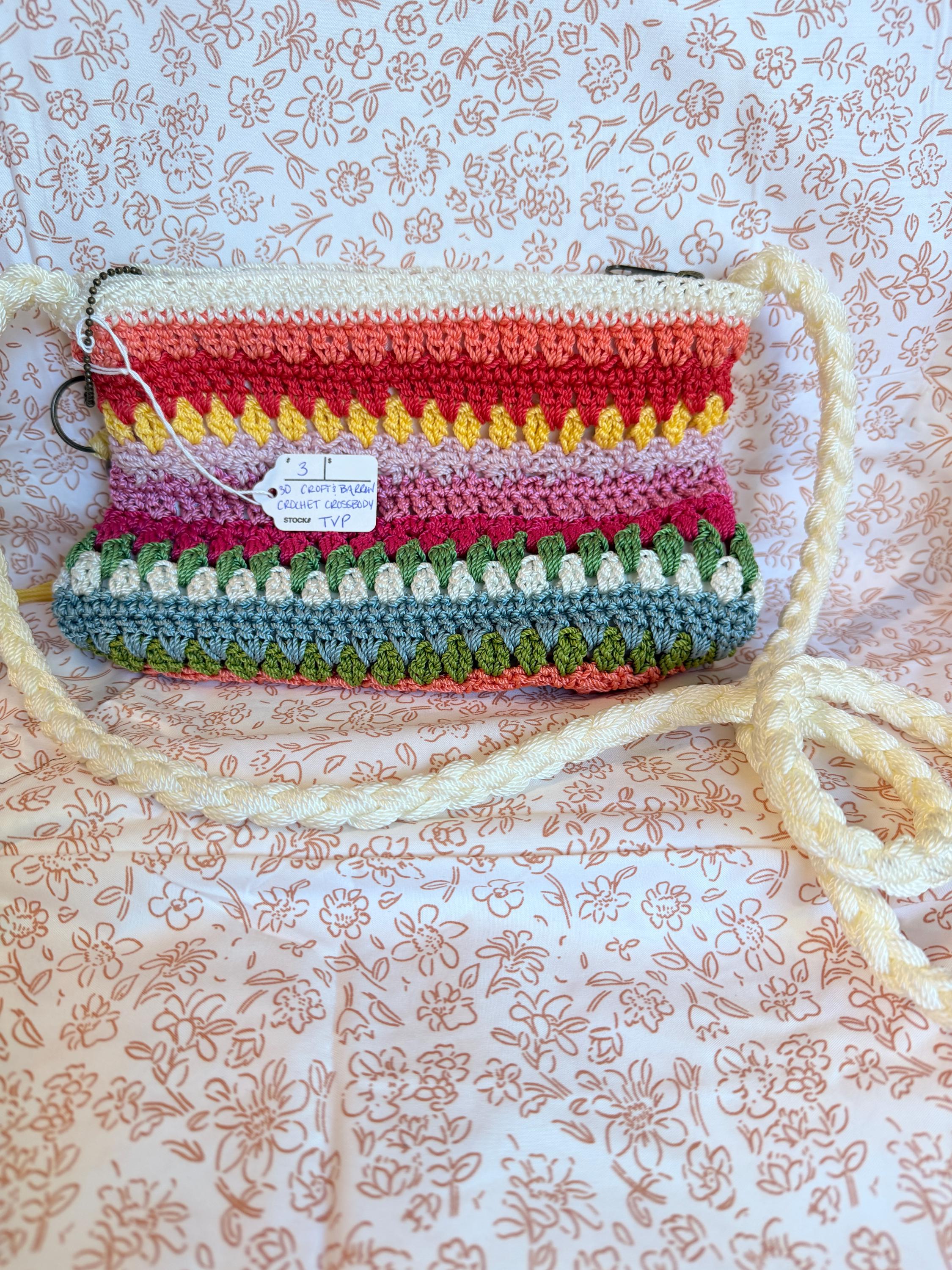 Croft & Barrow Crochet Crossbody Purse | Colorful Boho Shoulder Bag | Artisan Fiber Handbag