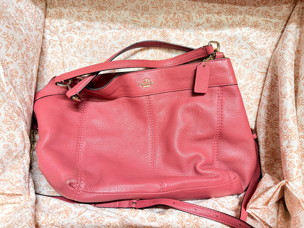 Coach Pink Pebbled Leather Crossbody Shoulder Bag Convertible Tote Purse F35837