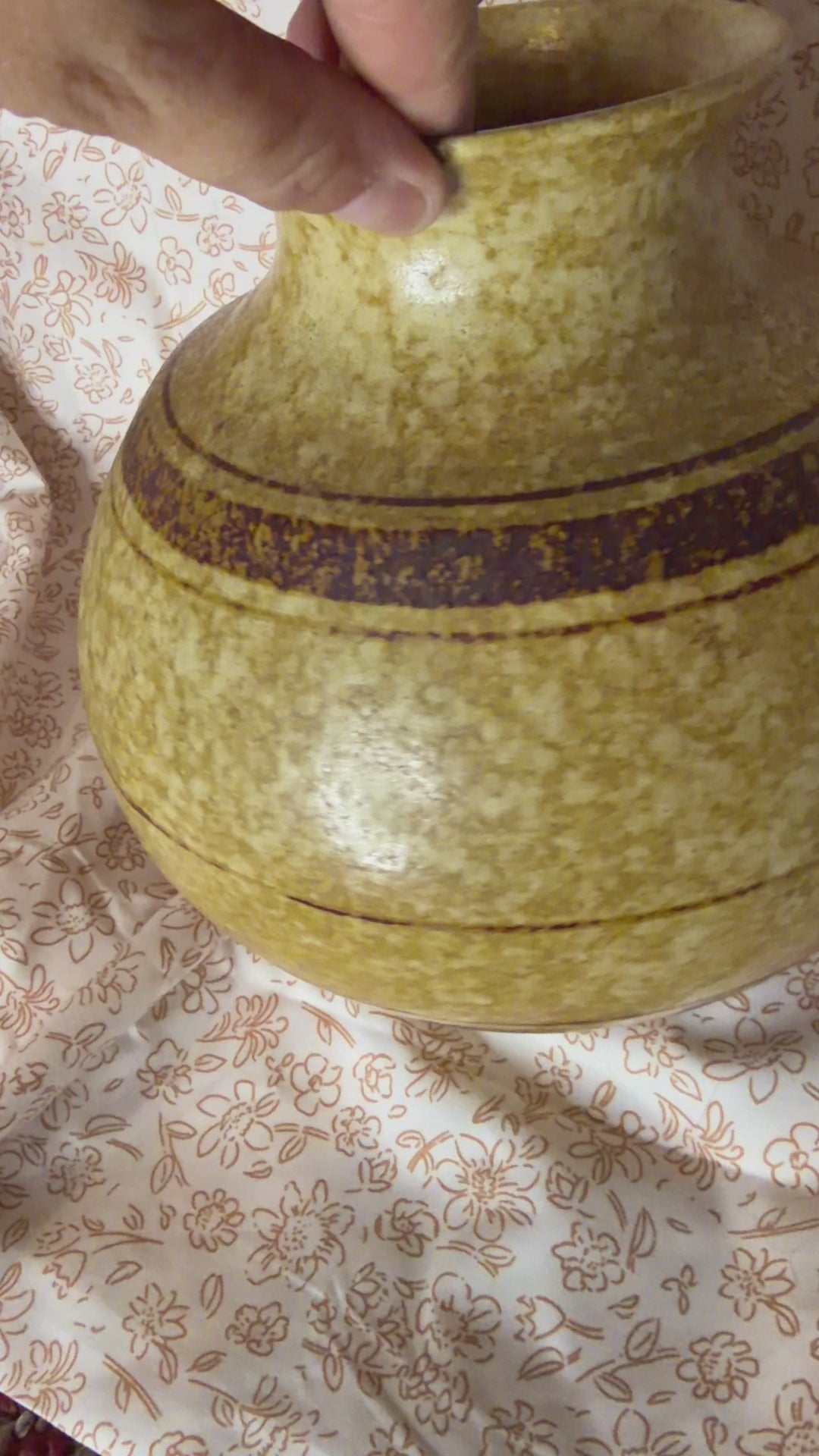 Vintage Studio Pottery Vase Brown Speckled Earth Tone Bulb Vase Rustic Mid Century Ceramic